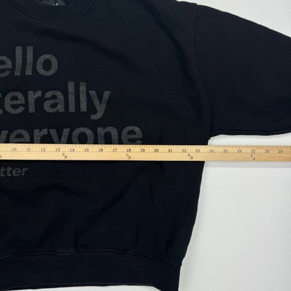 Twitter Sweatshirt Hello Literally Everyone Black Crewneck Size M Black - Picture 5 of 8